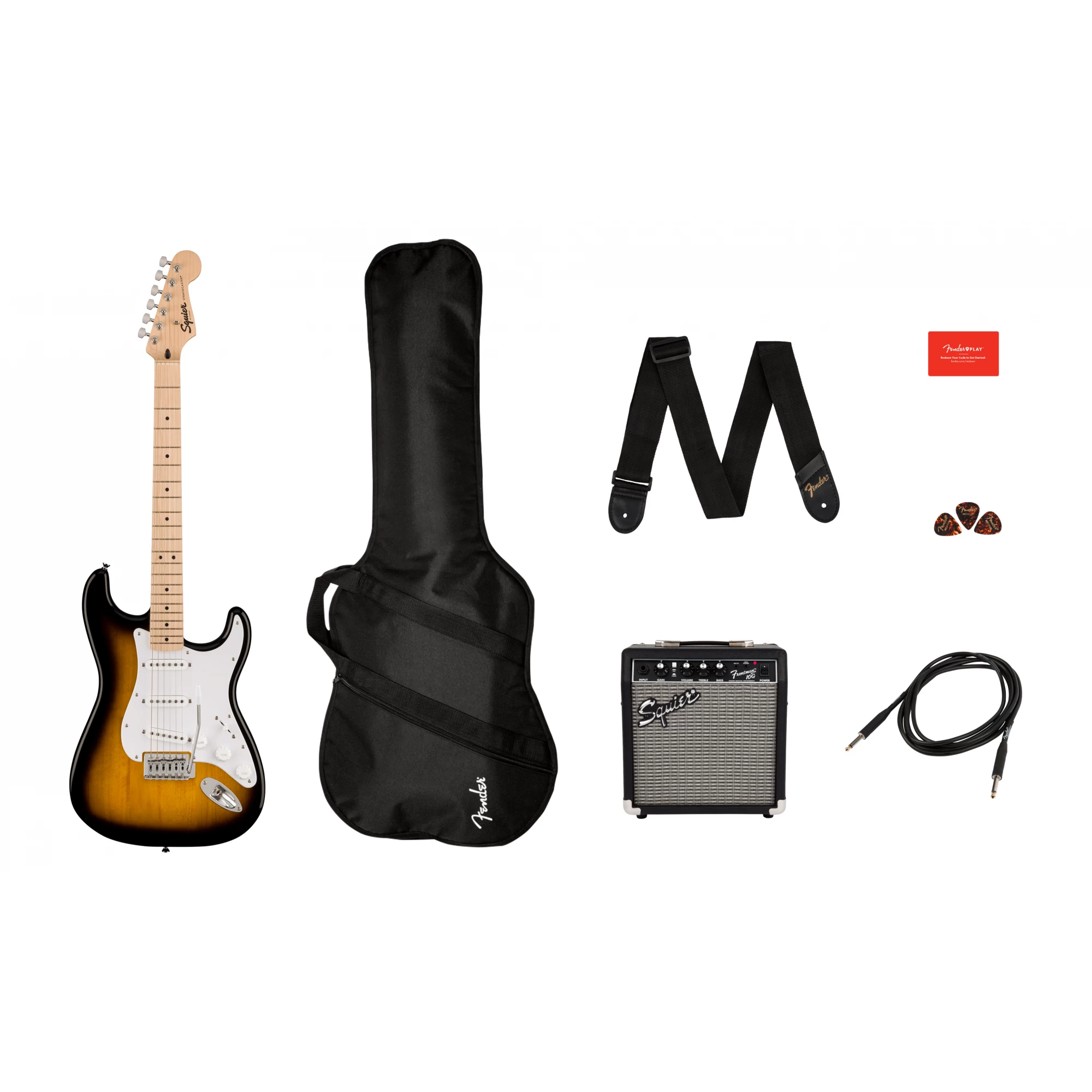Squier Sonic Series Stratocaster Starter Pack In 2 Color Sunburst 3 Squier Sonic Series Stratocaster Starter Pack In 2 Color Sunburst