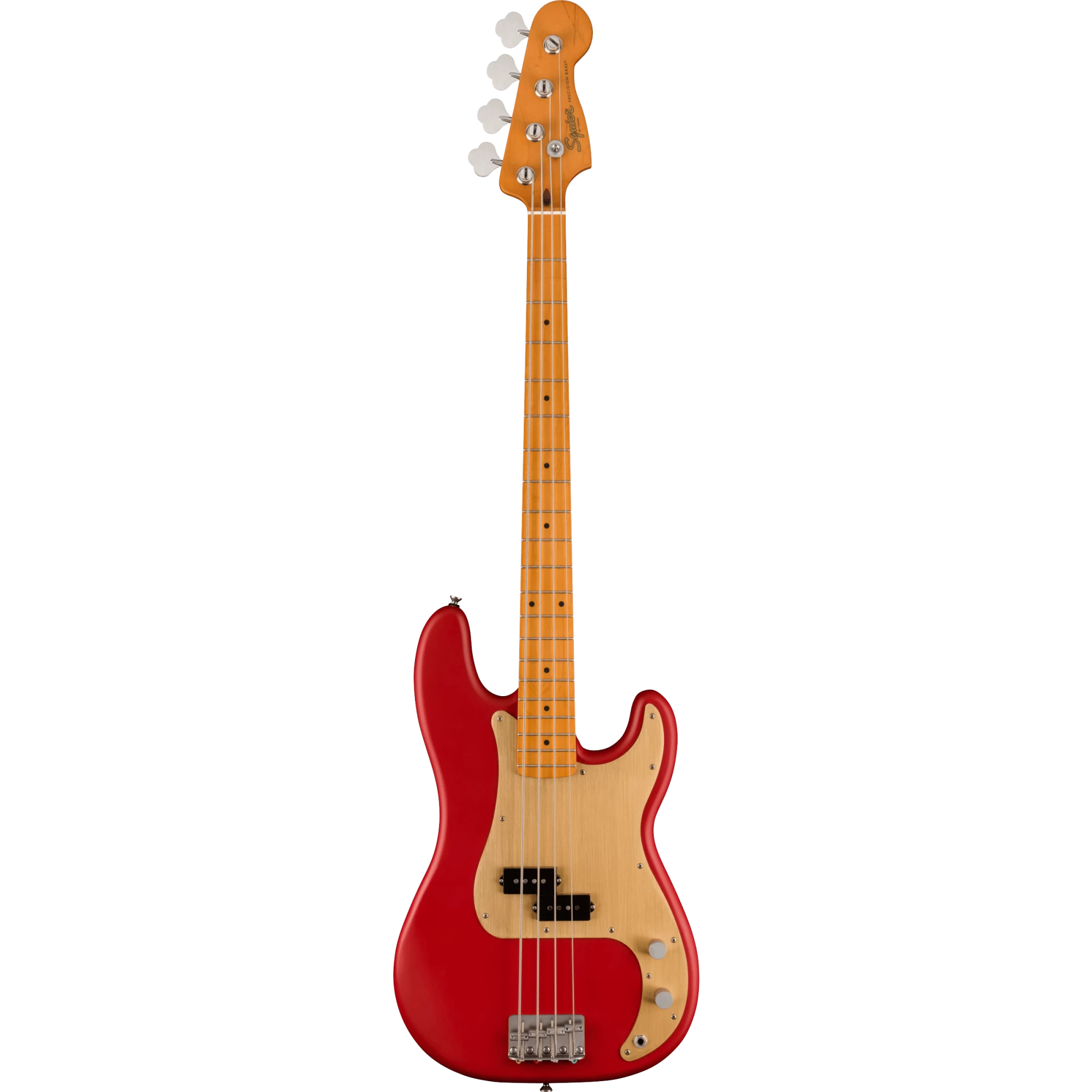 Squier 40th Anniversary Precision Bass, Vintage Edition, Maple Fingerboard, Gold Anodized Pickguard, Satin Dakota Red 3 Squier 40th Anniversary Precision Bass, Vintage Edition, Maple Fingerboard, Gold Anodized Pickguard, Satin Dakota Red