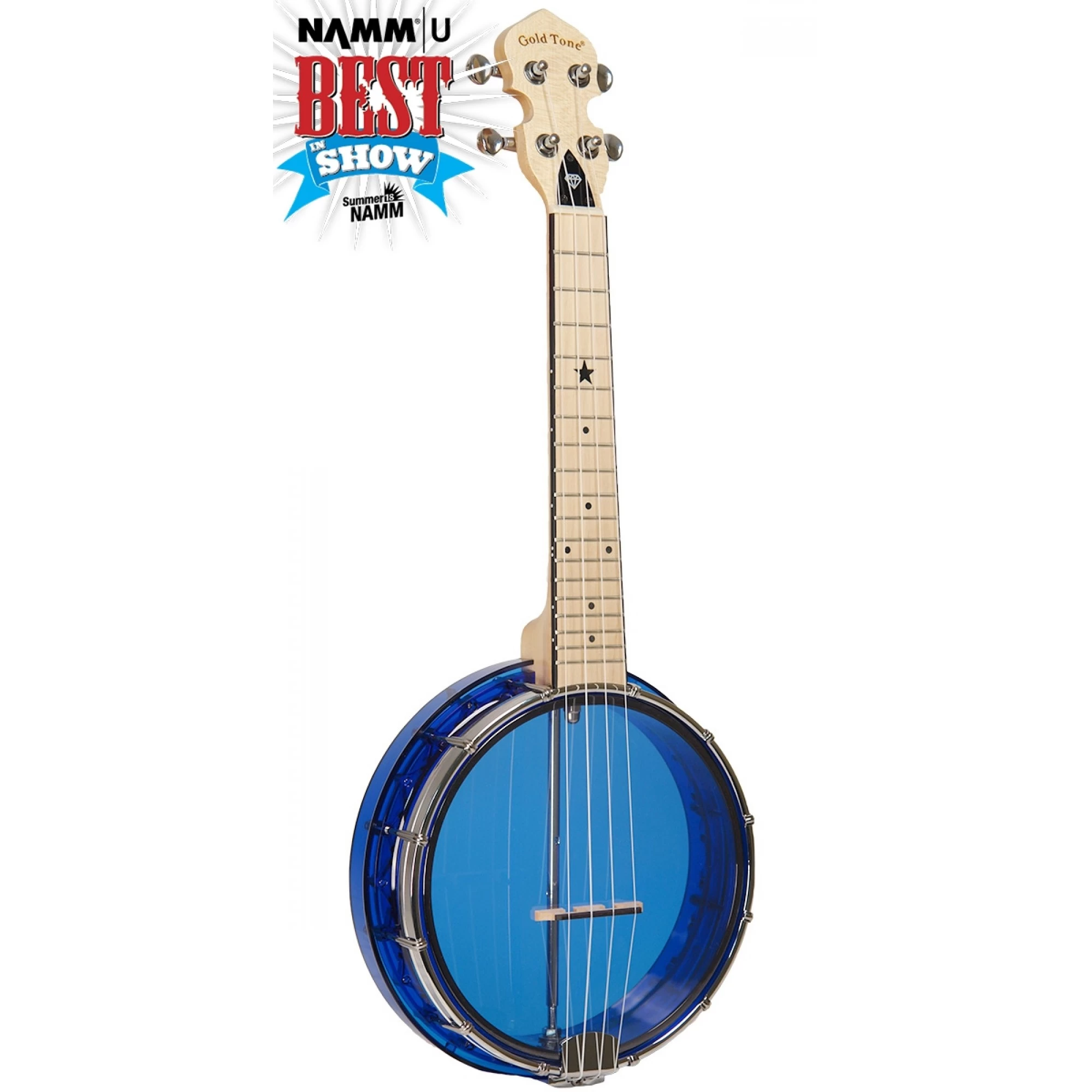 Gold Tone - Little Gem Transparent Banjo Ukulele - Blue 3 Gold Tone - Little Gem Transparent Banjo Ukulele - Blue