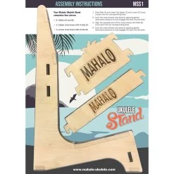 Mahalo MSS1 - Ukulele Stand - Engraved, Wooden -musical instrument MSS1 Mahalo Ukulele Stand box back.jpg