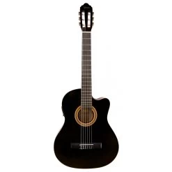 Valencia VC104CEBK - Full Size Classical Guitar - Cutaway, Electric Acoustic - Gloss Black -musical instrument VC104CEBK front scaled.jpg