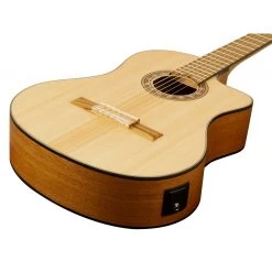 Valencia VC304CE - Full Size Classical Guitar - Cutaway, Electric Acoustic - Satin Natural -musical instrument VC304CE Bridge.jpg
