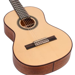 Valencia VC703 3/4 Size Solid Top Classical Guitar. -musical instrument VC703 bridge.png