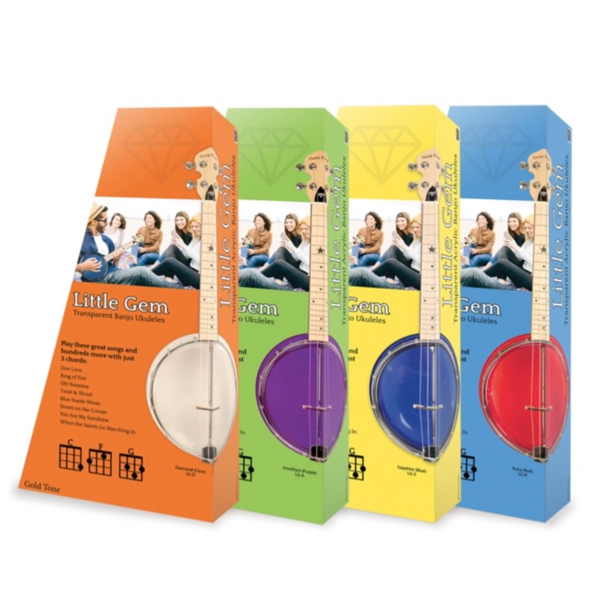 Gold Tone - Little Gem Transparent Banjo Ukulele - Blue 4 Gold Tone - Little Gem Transparent Banjo Ukulele - Blue - Image 2