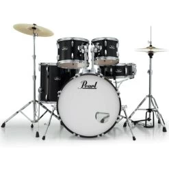 Pearl Roadshow 20" Fusion Drum Kit Package In Jet Black