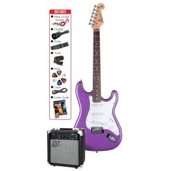 SX 4/4 Size Electric Guitar Kit In Metallic Purple